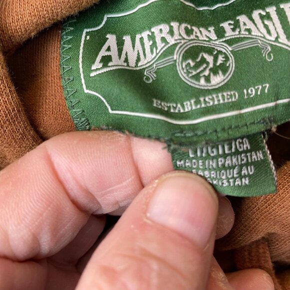 American Eagle Men's Hoodie Large Sweatshirt With Front Pocket & Sewn on Letteri - Picture 8 of 11